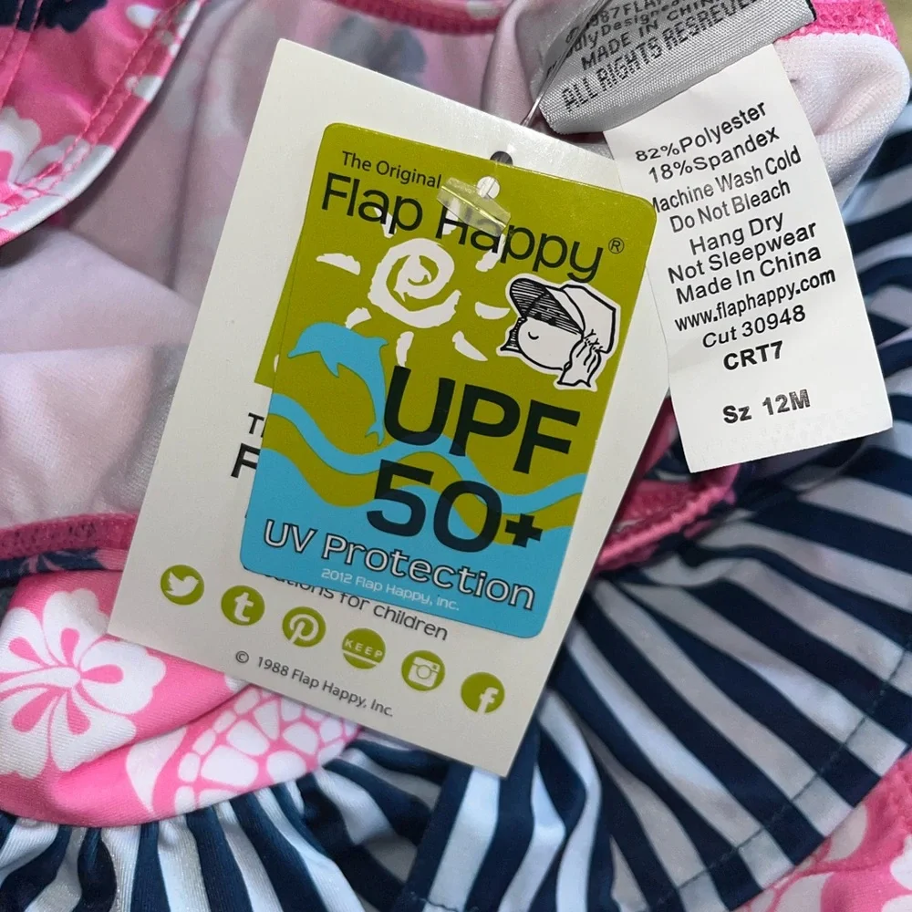 Flap Happy Kids UV 50 NWT Pink Ruffle One Piece Swimsuit Size 12M